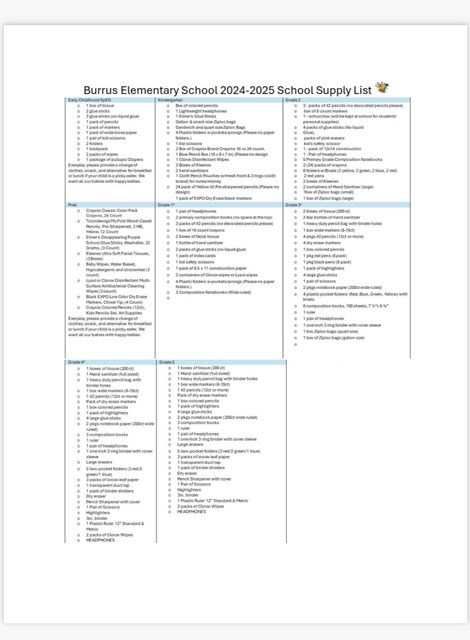  Supply List 2024-2025